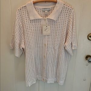 Zena NWT White Button-Up Knit Top